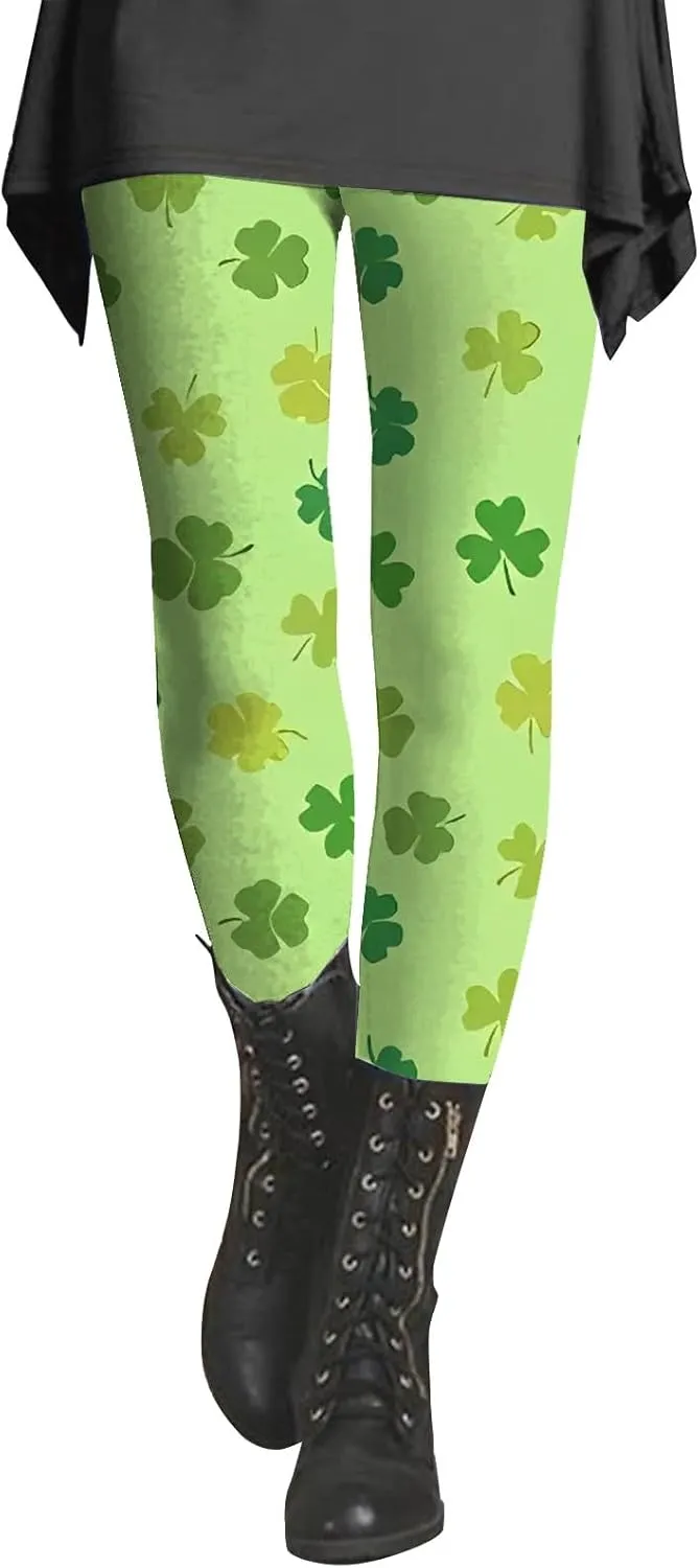 Irish's Butterfly Leggings for Women Green Pattern Leg Leggings Soft Leggings Women with Pockets