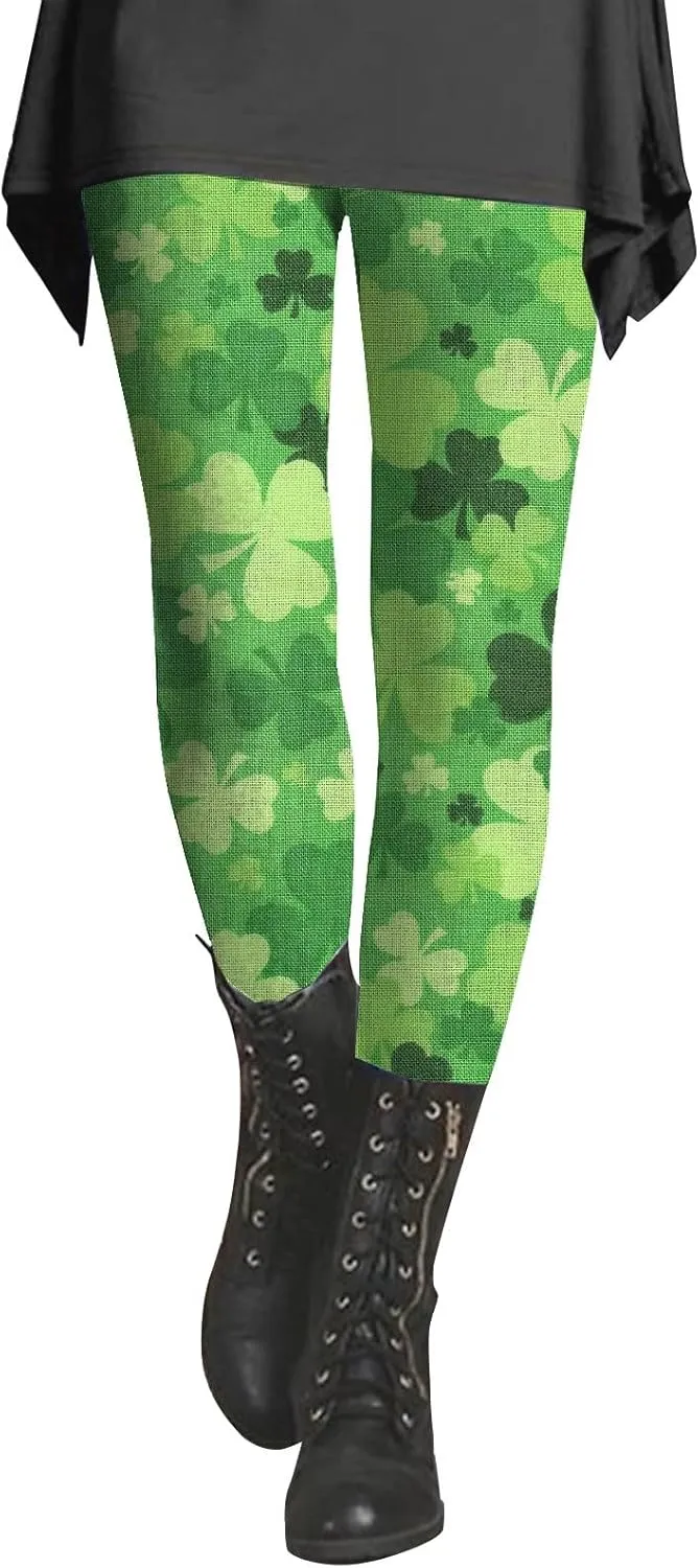 Irish's Butterfly Leggings for Women Green Pattern Leg Leggings Soft Leggings Women with Pockets