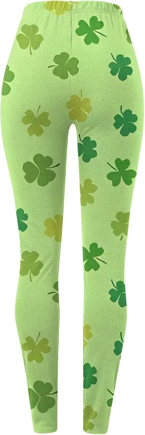 Irish's Butterfly Leggings for Women Green Pattern Leg Leggings Soft Leggings Women with Pockets