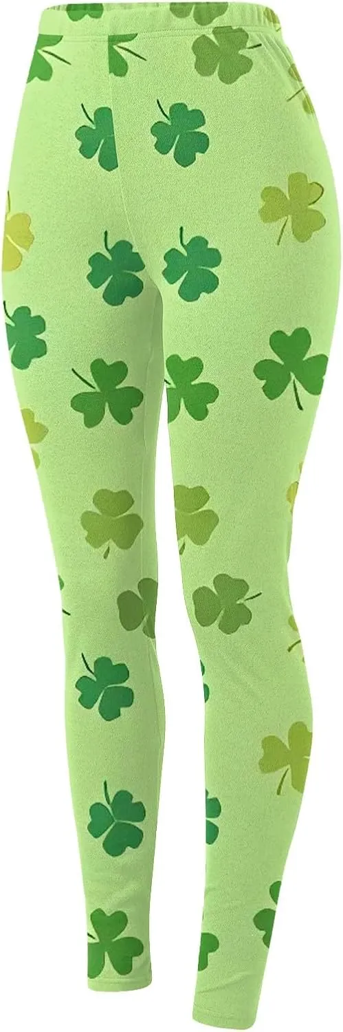 Irish's Butterfly Leggings for Women Green Pattern Leg Leggings Soft Leggings Women with Pockets