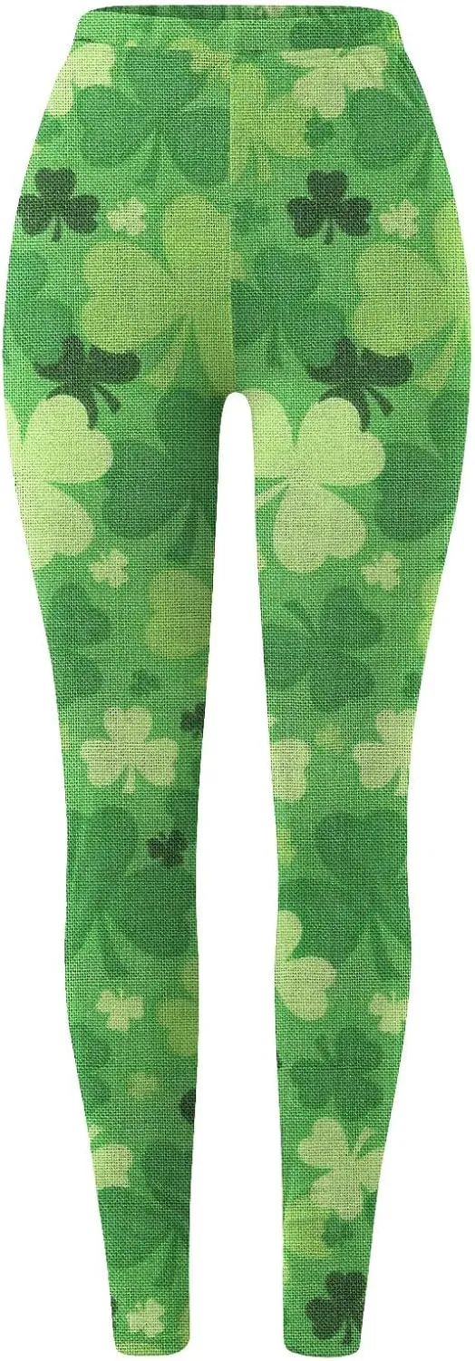 Irish's Butterfly Leggings for Women Green Pattern Leg Leggings Soft Leggings Women with Pockets