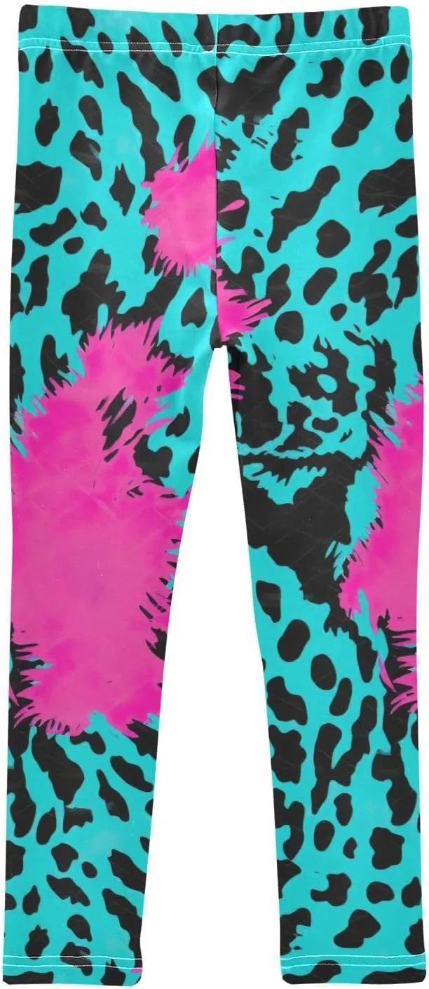 J JOYSAY Blue Leopard Girls Leggings Girls' and Toddler Leggings Workout Pants for Teen Girls, 4T