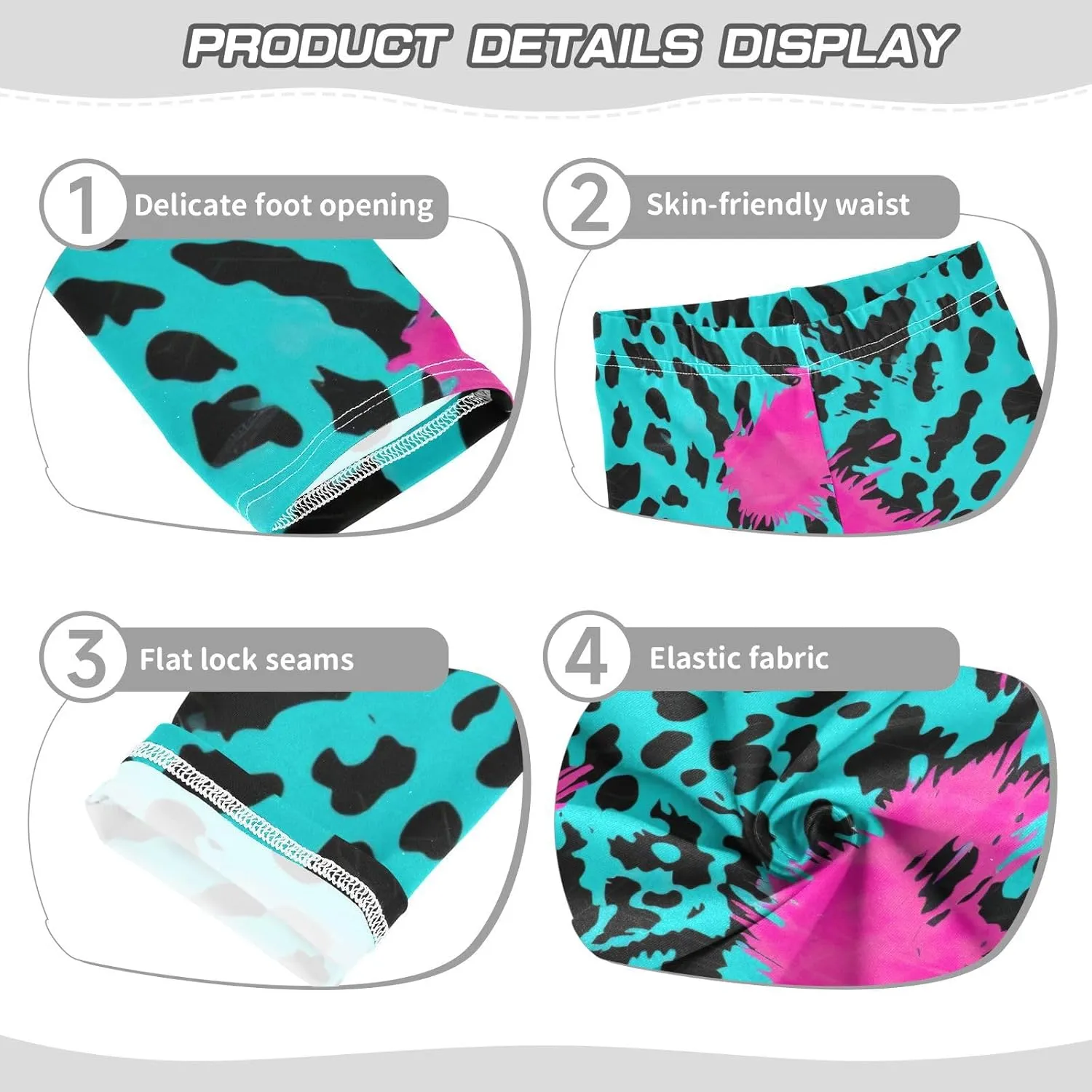 J JOYSAY Blue Leopard Girls Leggings Girls' and Toddler Leggings Workout Pants for Teen Girls, 4T