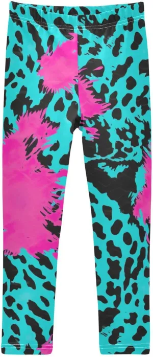 J JOYSAY Blue Leopard Girls Leggings Girls' and Toddler Leggings Workout Pants for Teen Girls, 4T