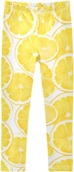 J JOYSAY Summer Lemon Watercolor Girls Leggings Youth Girls and Youth Leggings