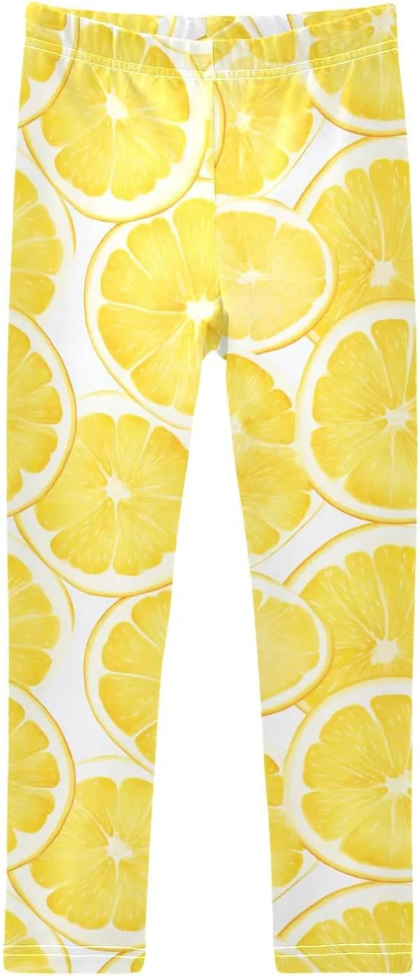 J JOYSAY Summer Lemon Watercolor Girls Leggings Youth Girls and Youth Leggings