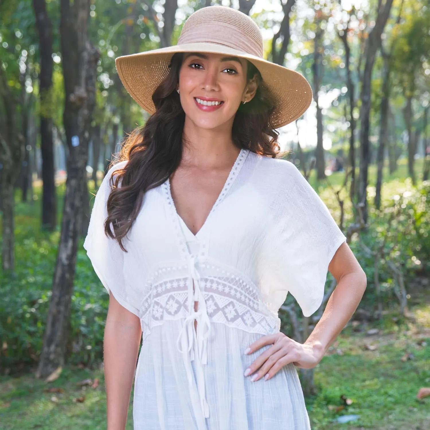 Jasmine Womens Sun Hat Foldable Wide Brim Lightweight UPF 50  Sun Protection Straw Beach Hat