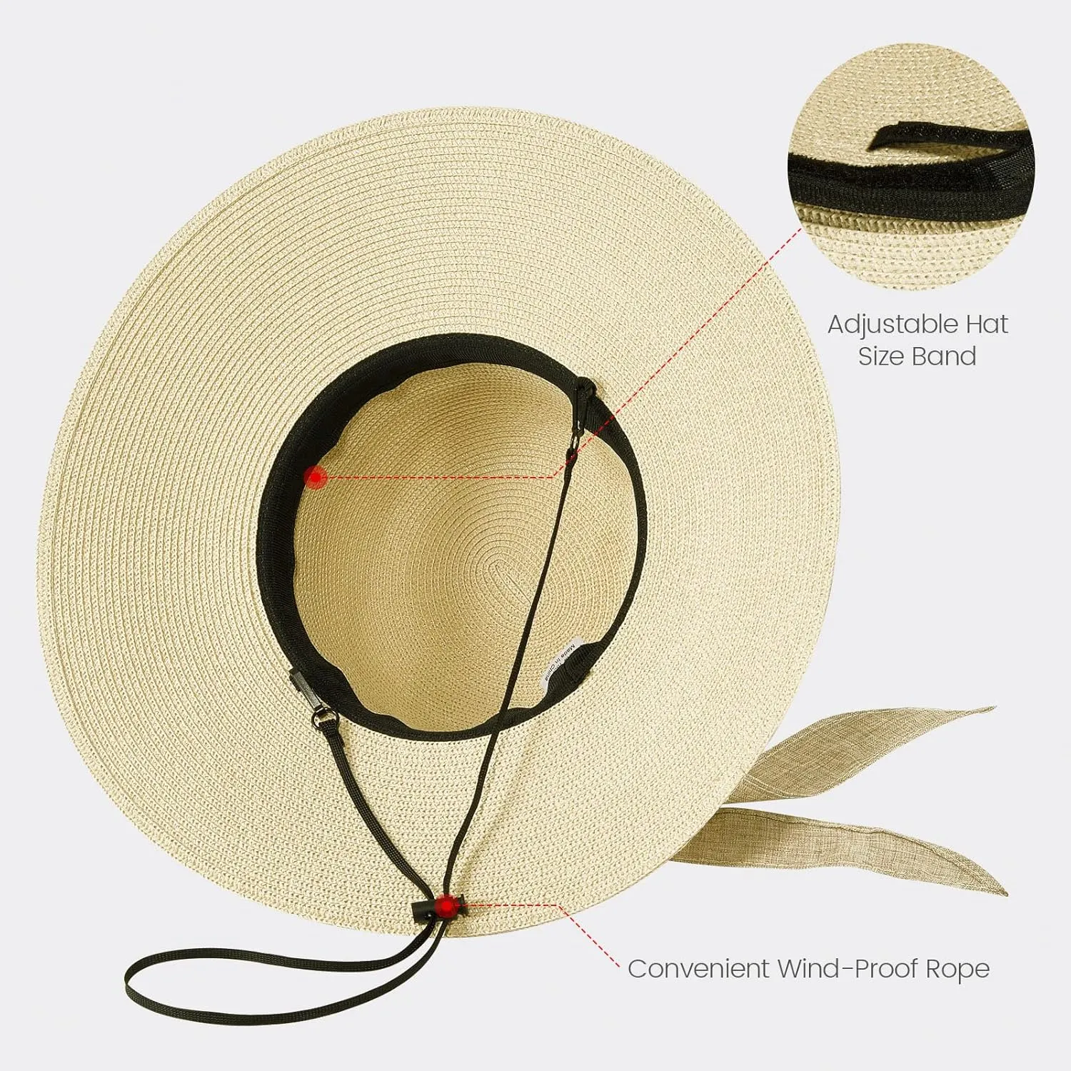 Jasmine Womens Sun Hat Foldable Wide Brim Lightweight UPF 50  Sun Protection Straw Beach Hat