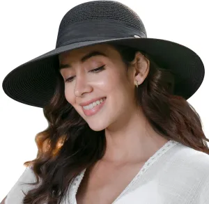 Jasmine Womens Sun Hat Foldable Wide Brim Lightweight UPF 50  Sun Protection Straw Beach Hat