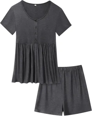 JiniGolla Women's Maternity Nursing Pajama Sets Short Sleeve Postpartum Pjs Breastfeeding Pregnancy Clothes