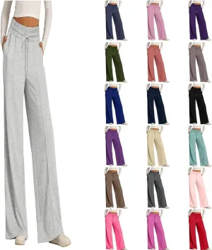 JiXiang Spring Pants for Women 2025 Casual Sweatpants Women Baggy Wide Leg Drawstring Straight Leg High Waist Joggers Trouser