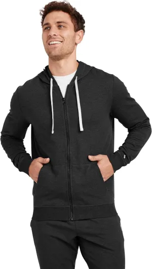 Jockey Men's Loungewear Cotton Blend Fleece Full Zip Hoodie, Black Heather, L