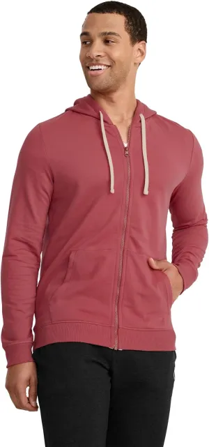 Jockey Men's Loungewear Cotton Blend Fleece Full Zip Hoodie, Malibu Red, L
