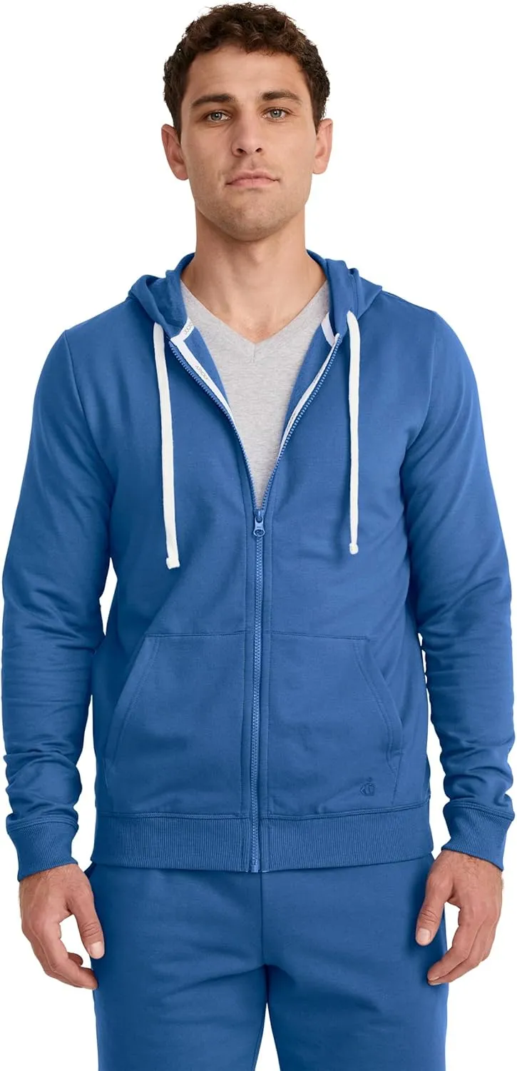 Jockey Men's Loungewear Cotton Blend Fleece Full Zip Hoodie, True Blue, L