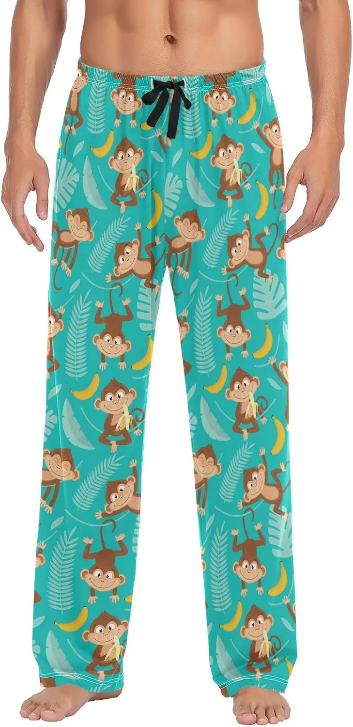 Kigai Men's Pajamas Pants Monkey and Banana Sleep Bottoms Pants Lounge Sleepwear - L