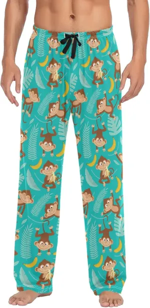 Kigai Men's Pajamas Pants Monkey and Banana Sleep Bottoms Pants Lounge Sleepwear - L