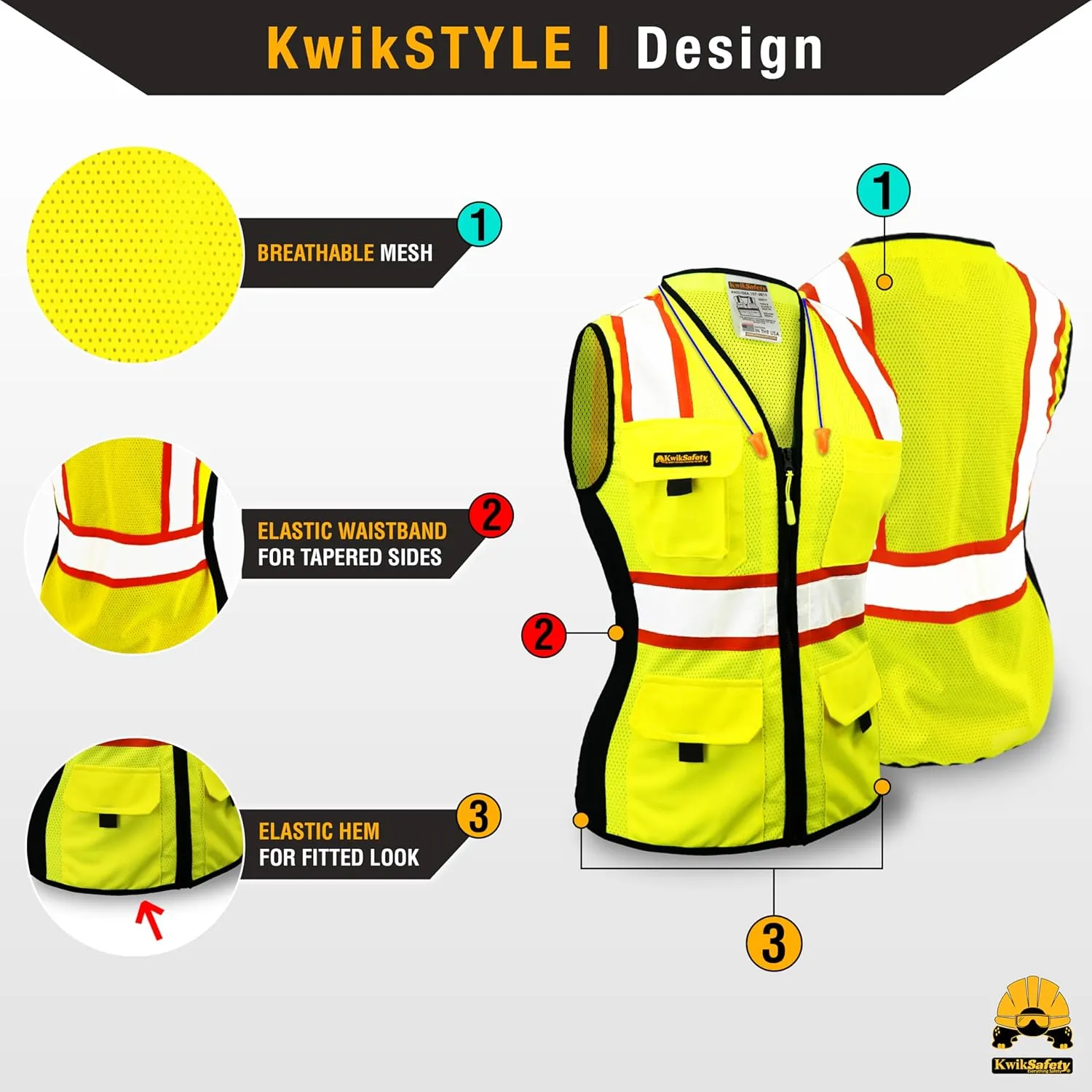 KwikSafety - Charlotte, NC - FIRST LADY Safety Vest for Women, High Visibility Reflective Strips, Meets ANSI & OSHA