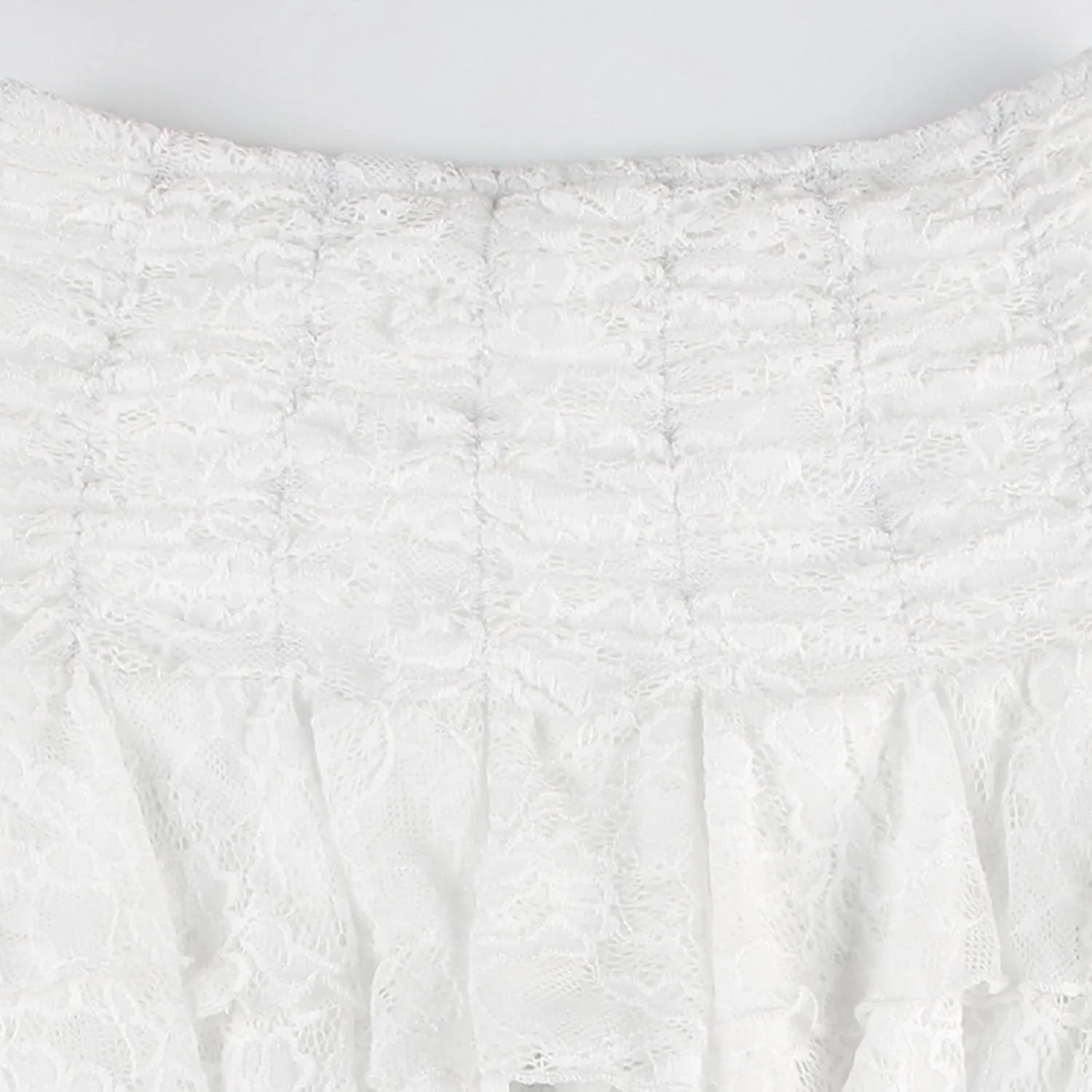 Ladies Fashion Casual Ballet Style Solid Color Irregular Wave Hem High Waist Lace Skirt Mini Skirt