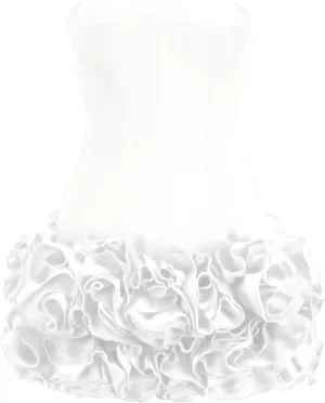 Layered Ruffle Edge Cocktail Party Dresses Sexy Strapless Homecoming Dresses Off Shoulder Satin Bodycon Mini Dresses