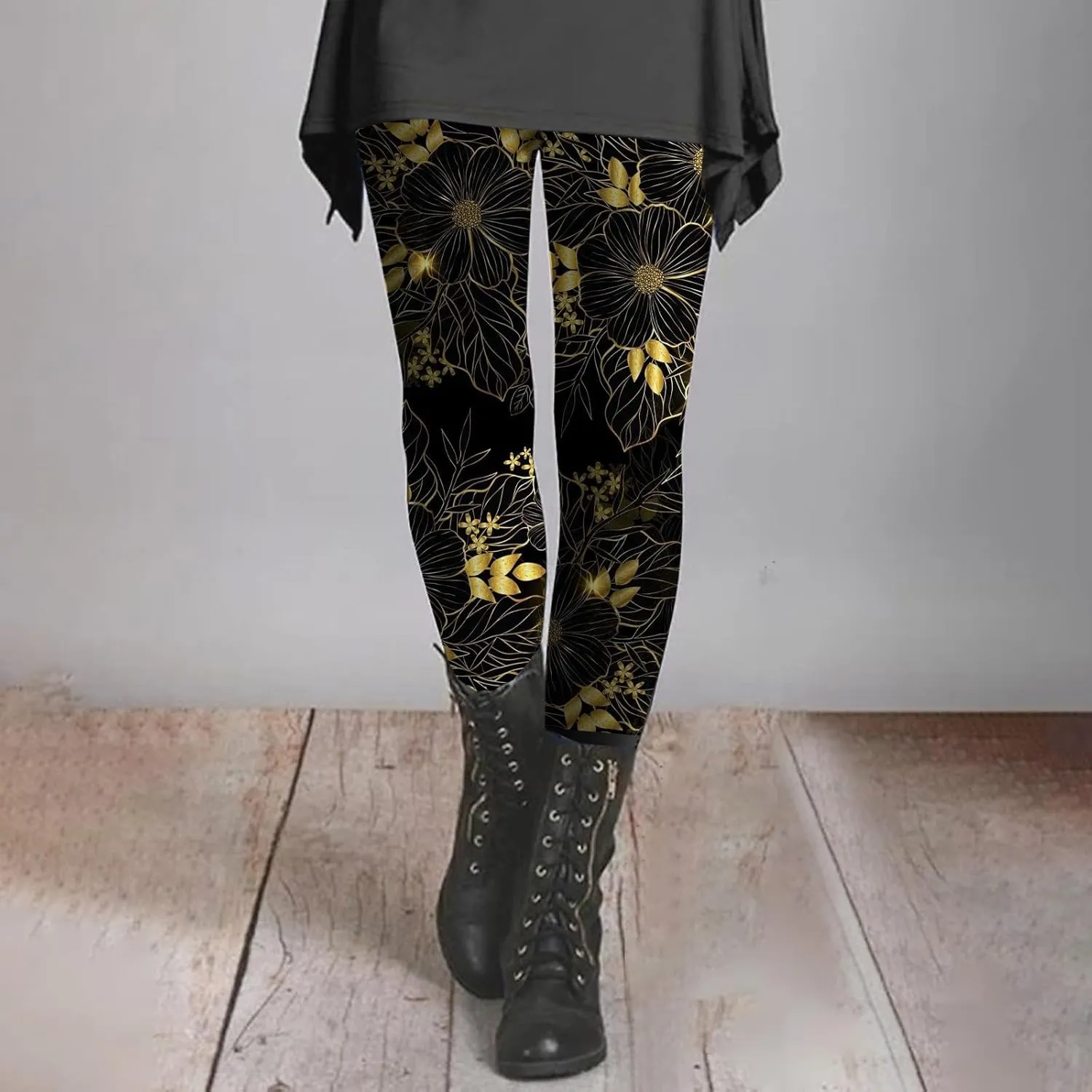 Leggings for Women Pattern High Waisted Capri Leggings Plus Size Cotton Christmas Pajama Leggings