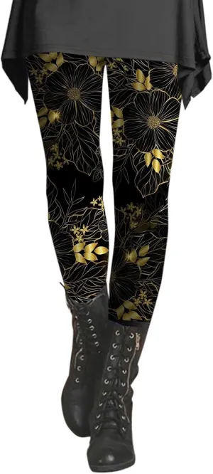 Leggings for Women Pattern High Waisted Capri Leggings Plus Size Cotton Christmas Pajama Leggings