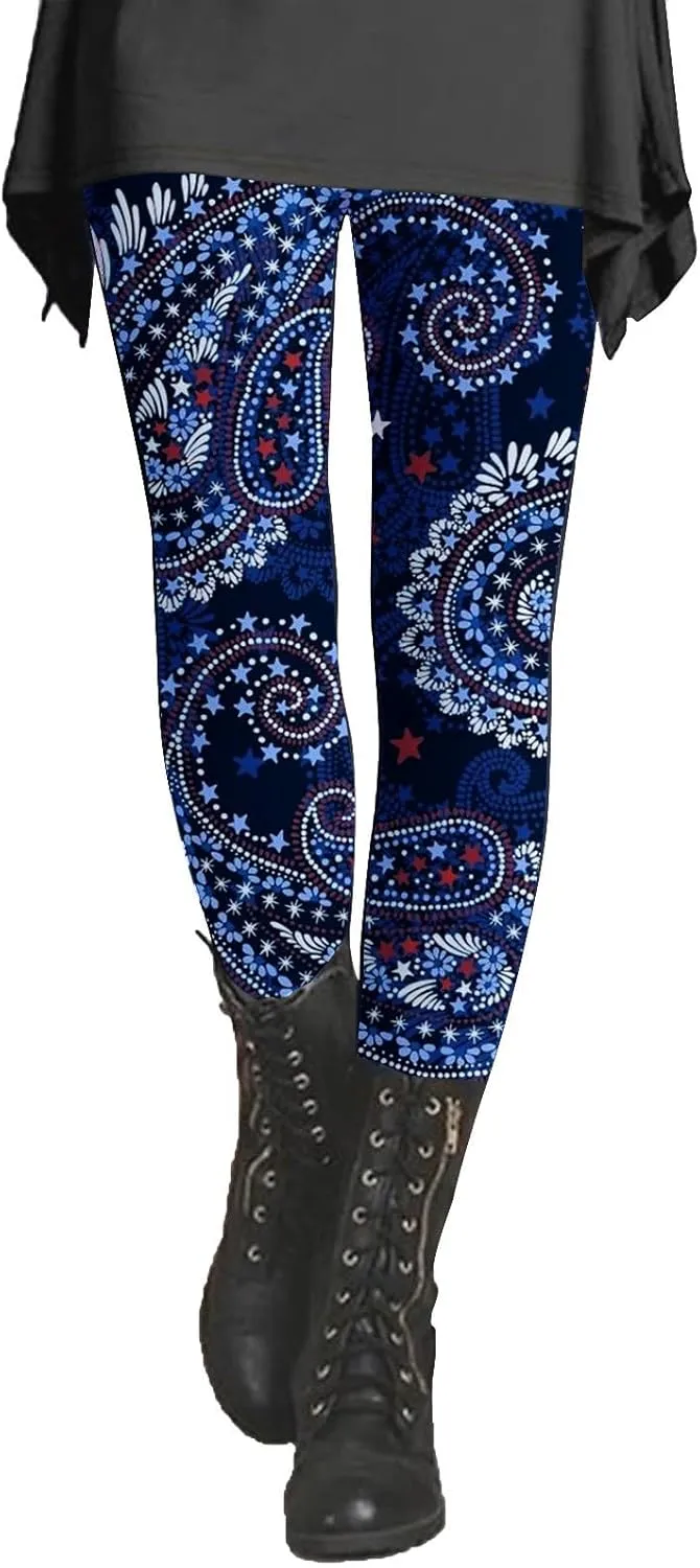 Lepord Print Leggings for Women Floral Pattern Workout Leggings High Waist Tight Leggings