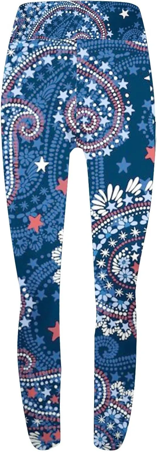 Lepord Print Leggings for Women Floral Pattern Workout Leggings High Waist Tight Leggings