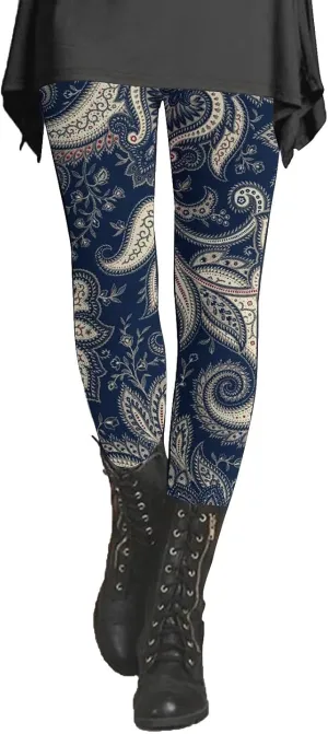 Lepord Print Leggings for Women Floral Pattern Workout Leggings High Waist Tight Leggings