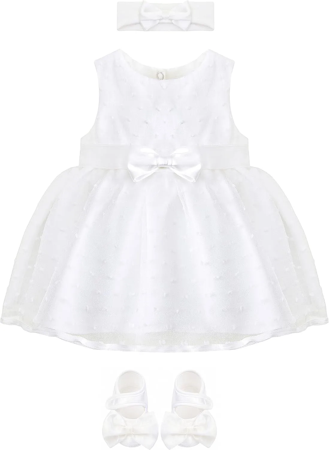 Lilax Baby Girl Lace Sleeveless Dot Tulle Dress Pageant 3 Piece Party Wedding Outfit