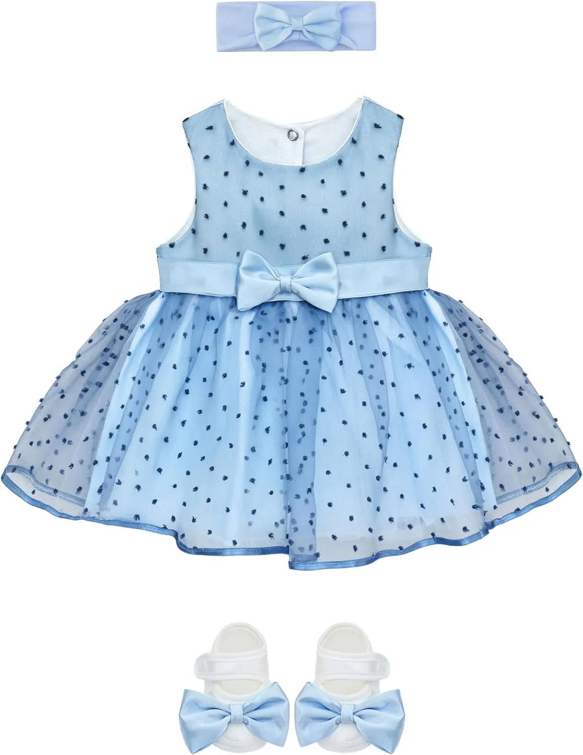 Lilax Baby Girl Lace Sleeveless Dot Tulle Dress Pageant 3 Piece Party Wedding Outfit
