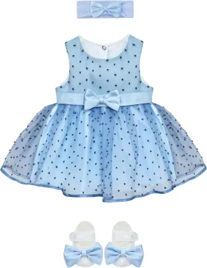 Lilax Baby Girl Lace Sleeveless Dot Tulle Dress Pageant 3 Piece Party Wedding Outfit