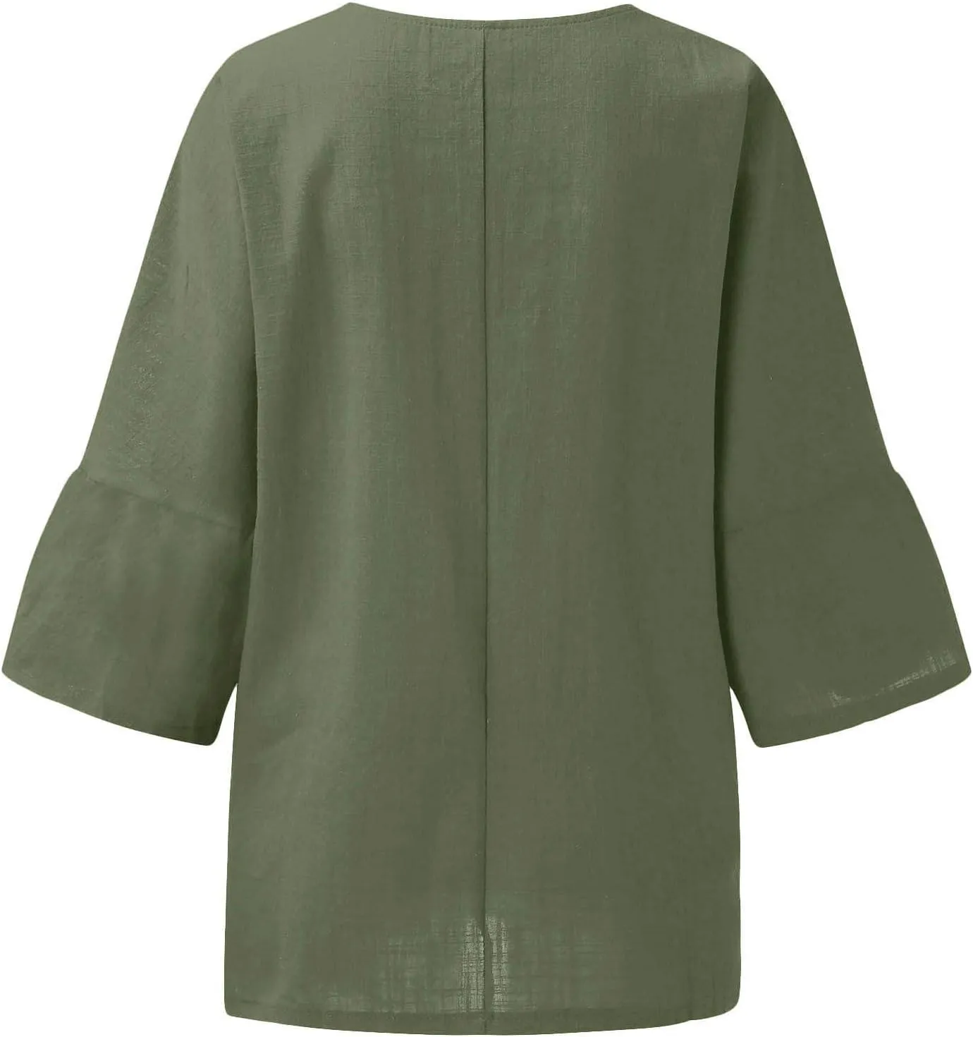 Linen Shirts for Women Loose Fit Casual 3/4 Sleeve Tops Retro Print Tshirt Tunic Cotton Blouse 2025 Summer Basic Tees