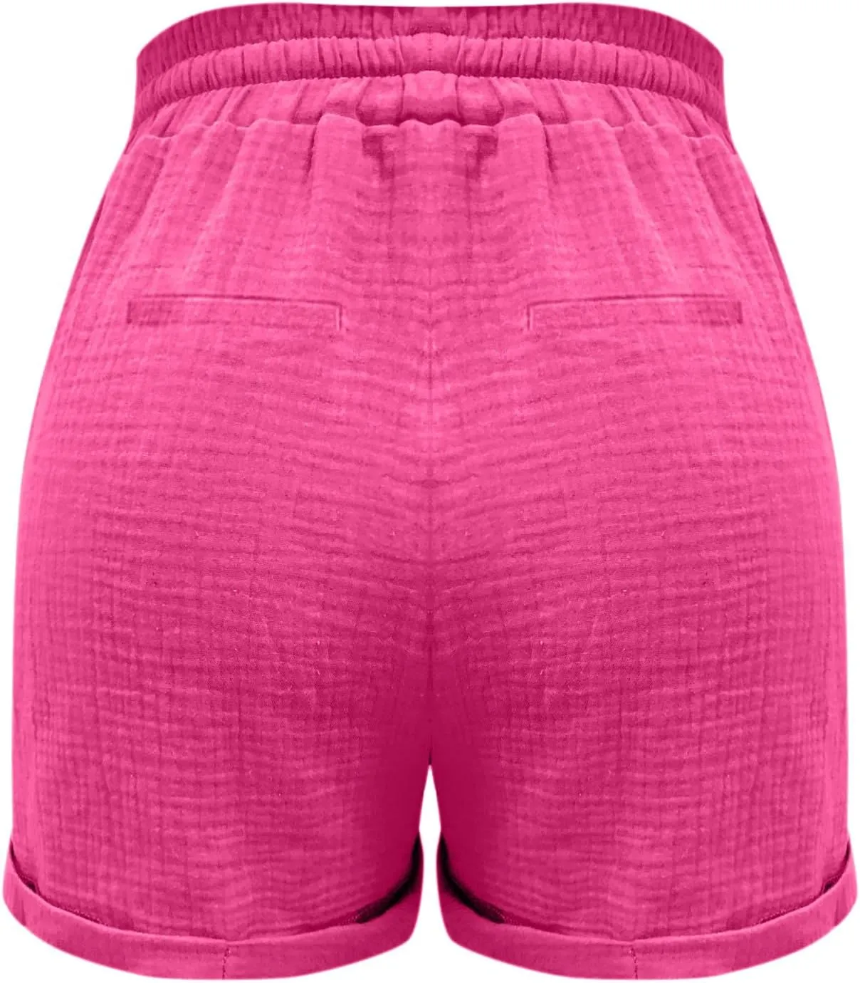 Linen Shots for Women Summer Drawstring Elastic High Waist Beach Resort Wear Casual Dressy Short Pants with Pockets