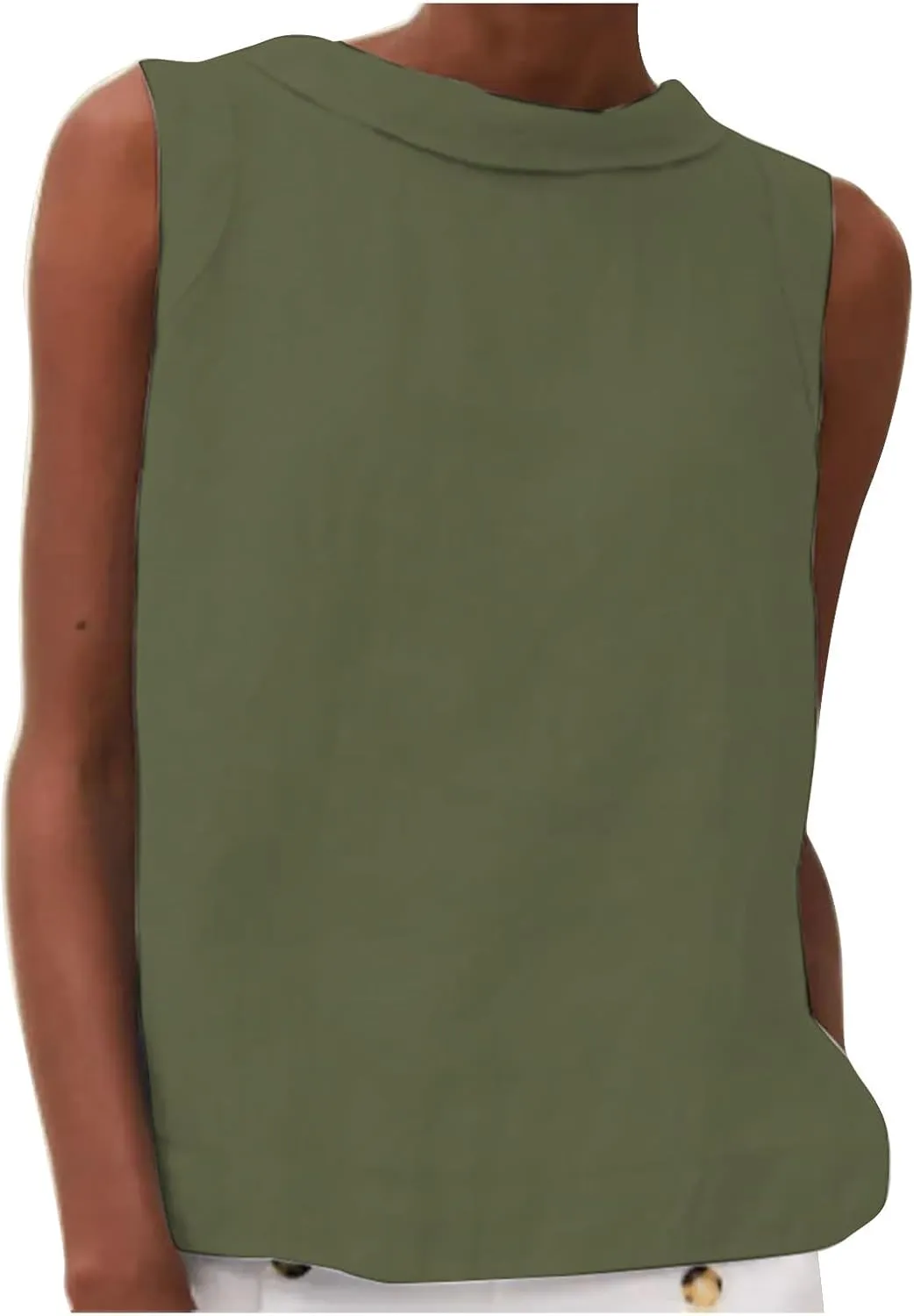 Linen Tank Top for Women 2025 Summer Casual Shirt Cotton Solid Sleeveless Beach Tops Fashion Lapel Vacation Clothes