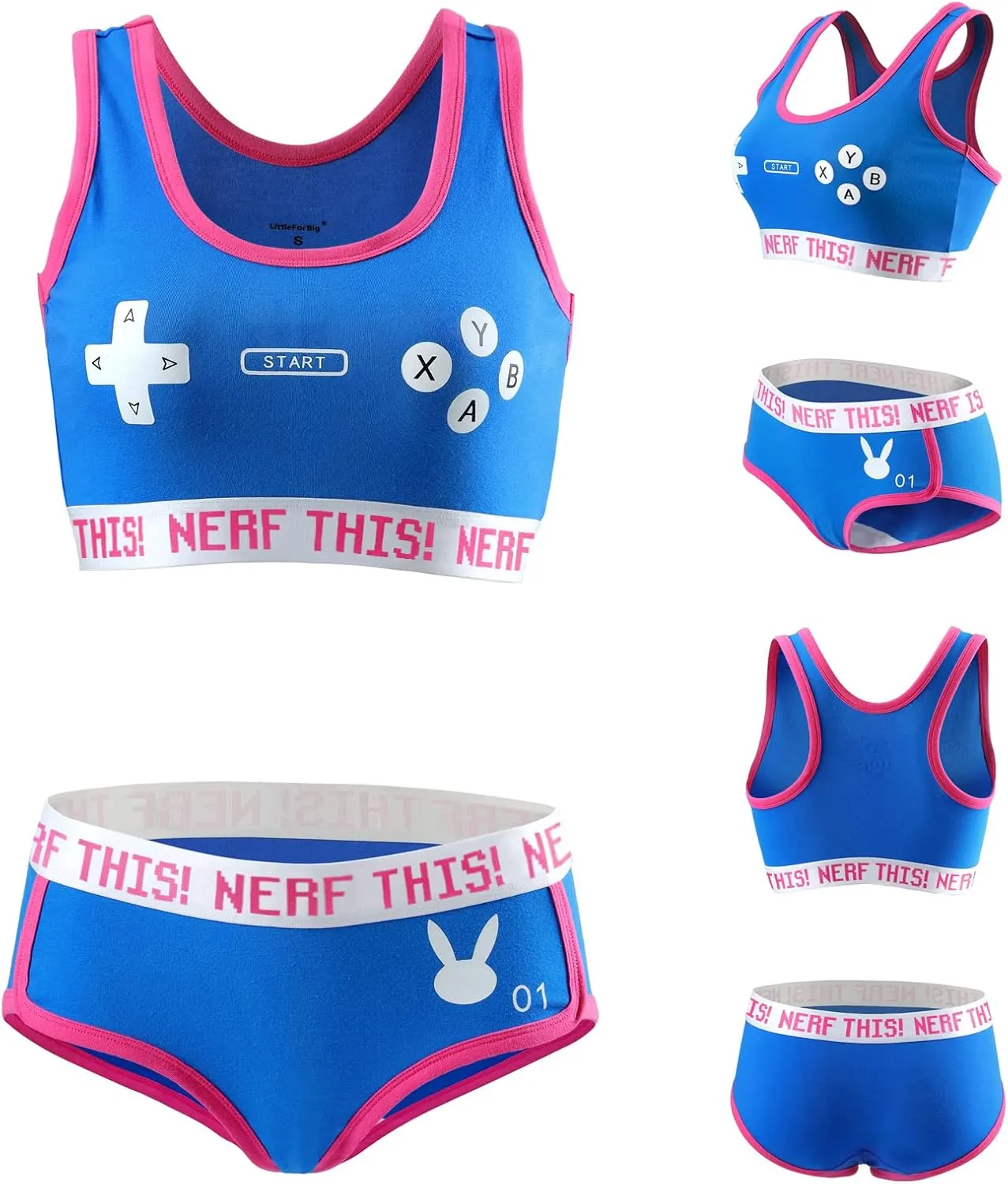 Littleforbig Women Cotton Camisole and Panties Sports Loungewear Bralette Set - Bunnywatch
