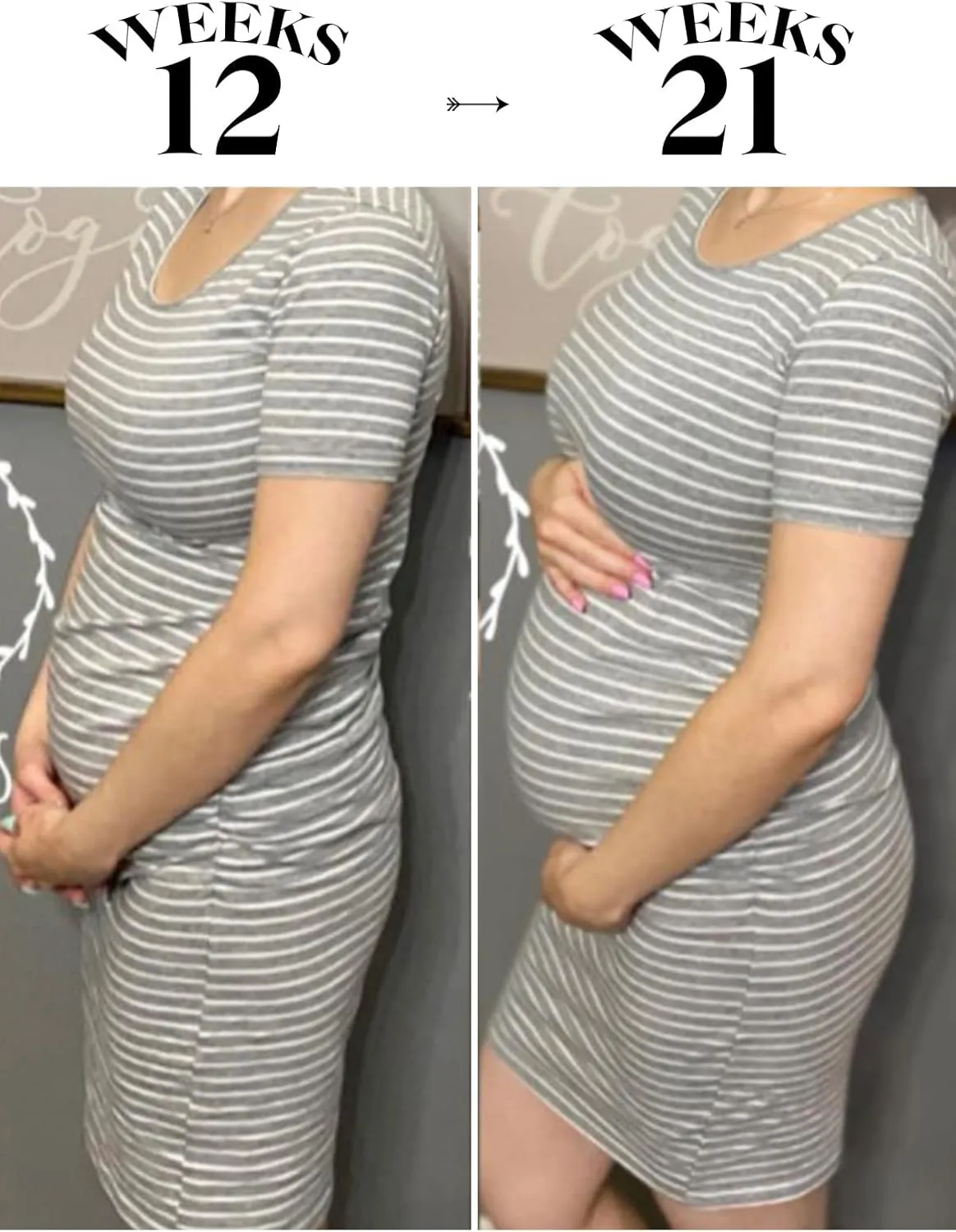 Liu & Qu Women's Maternity Bodycon Ruched Side Dress Casual Short & 3/4 Sleeve Dress for Daily Wearing Or Baby Shower
