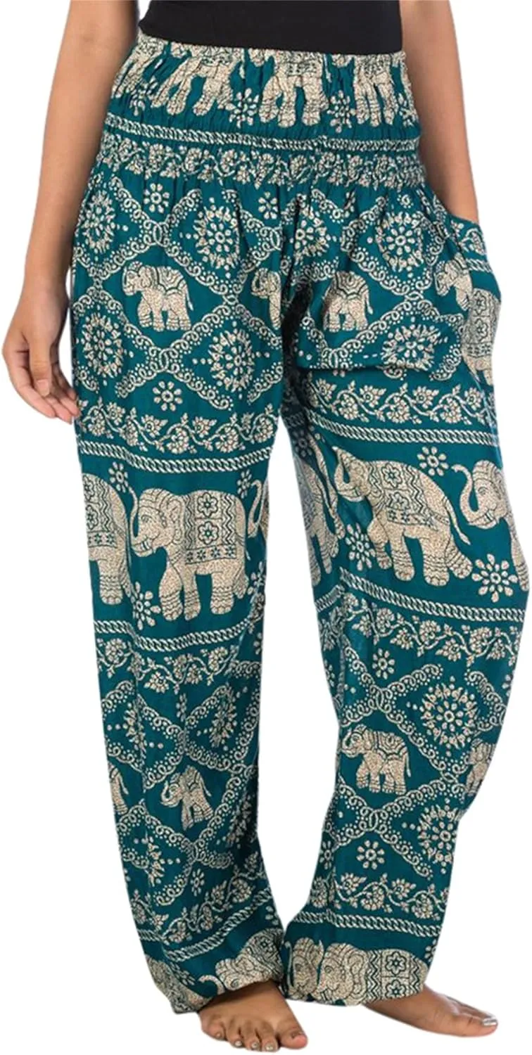LOFBAZ Yoga Harem Hippie Pants for Women S-4XL Plus Boho Clothing PJ Elephant