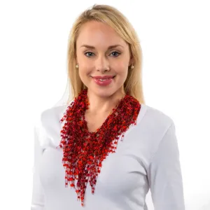 Long Statement BIB Necklace Scarves for Ladies - Lightweight Multi Layer Collar Necklaces for Women (Red)