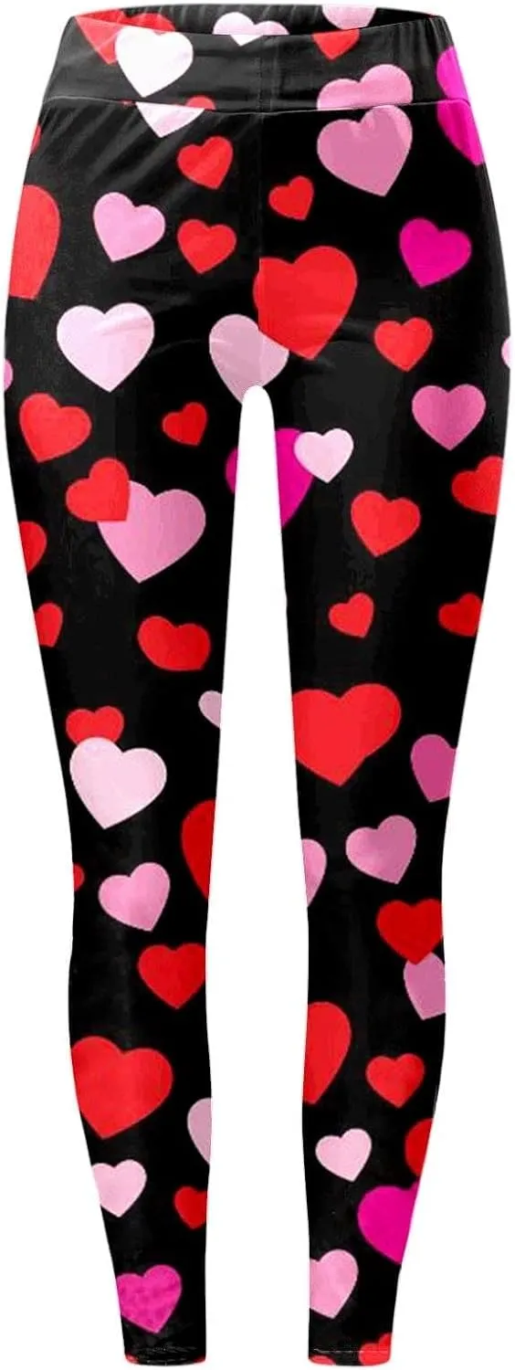 Love Heart Patterny Leggings for Women Womens Valentines Leggings Spring Leggings for Work 2025 Trendy
