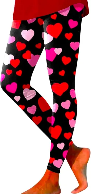 Love Heart Patterny Leggings for Women Womens Valentines Leggings Spring Leggings for Work 2025 Trendy