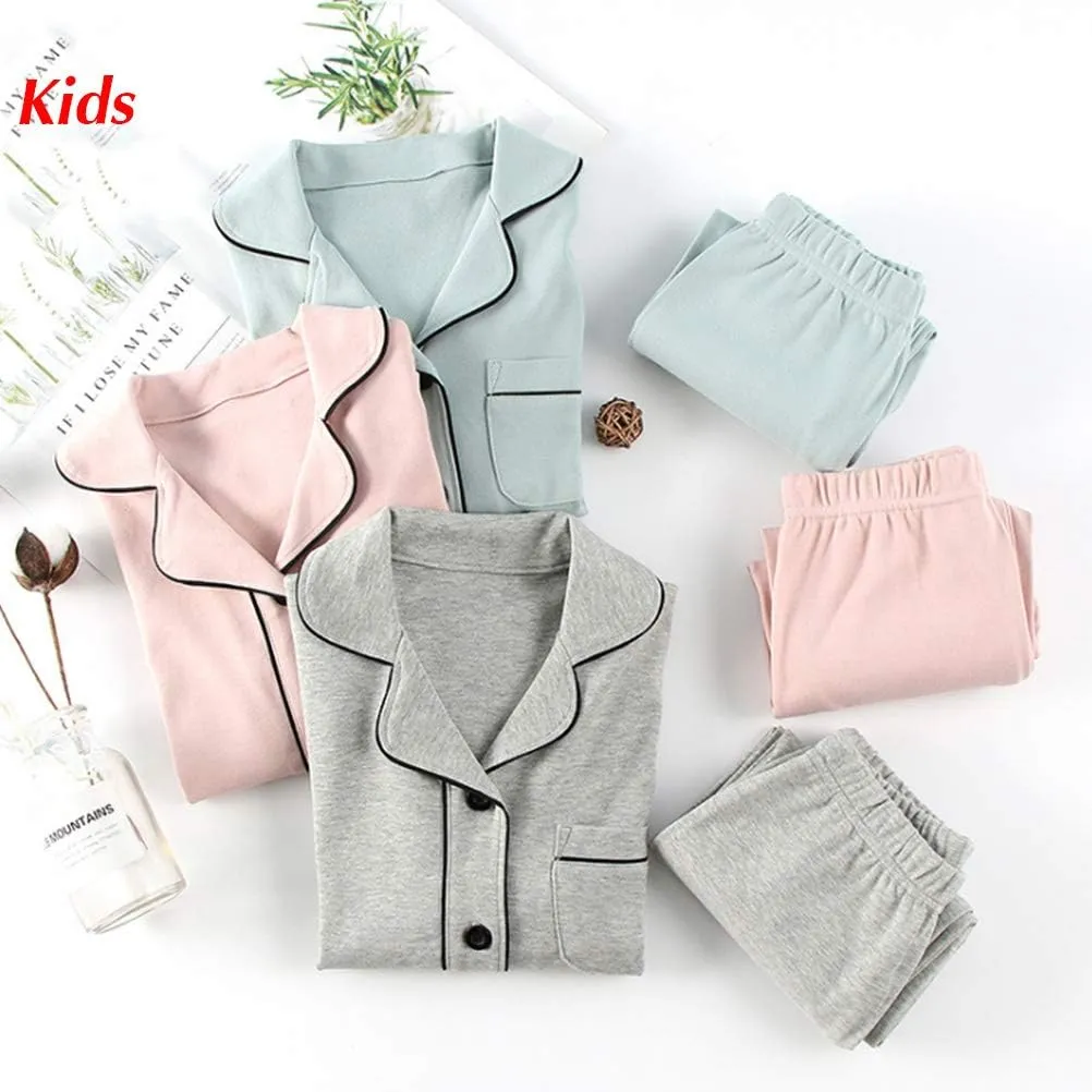Mallimoda Kids Cotton Pajamas Set PJS Long Sleeve Button Down Sleepwear Loungewear