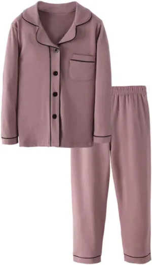Mallimoda Kids Cotton Pajamas Set PJS Long Sleeve Button Down Sleepwear Loungewear