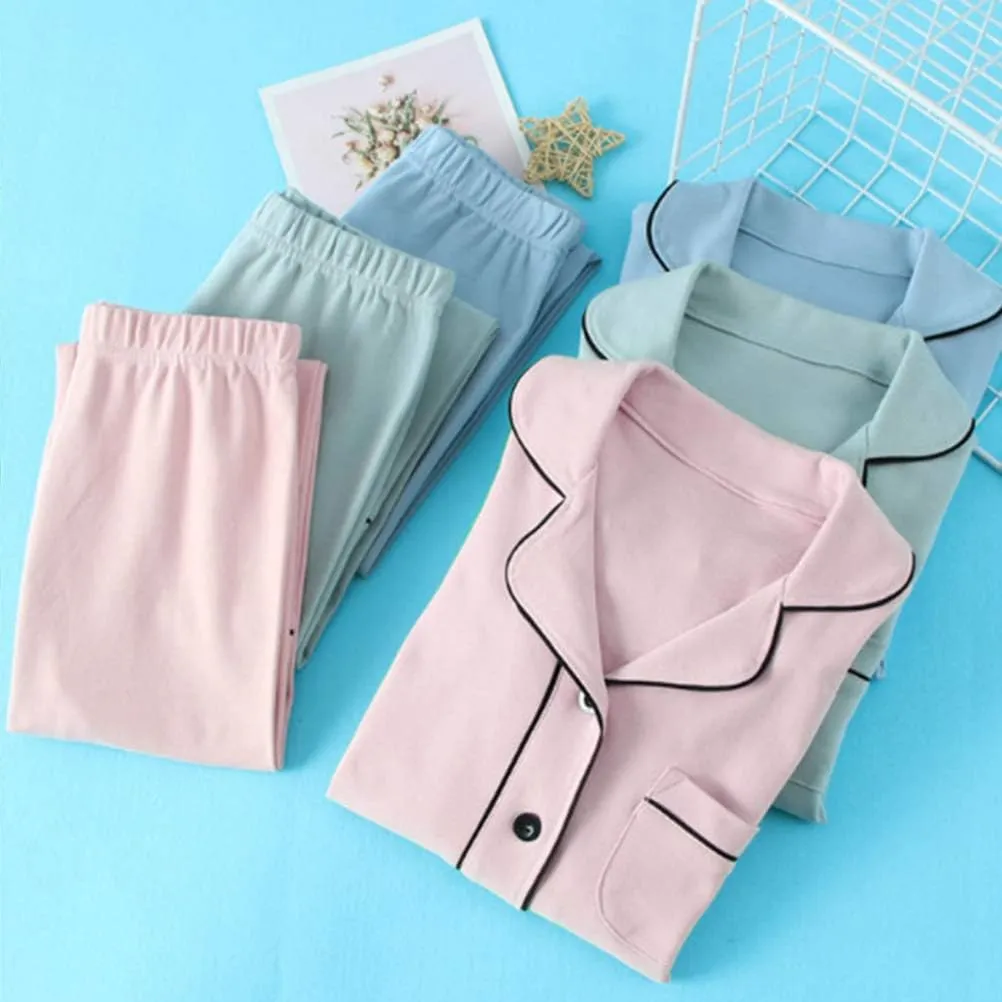 Mallimoda Kids Cotton Pajamas Set PJS Long Sleeve Button Down Sleepwear Loungewear