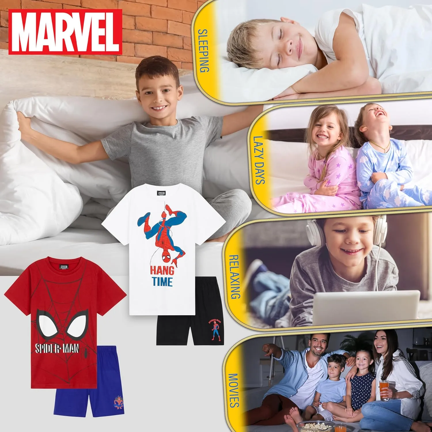Marvel Boys Short Pajamas Set, Breathable Loungewear Pack of 2 - Boys Gifts
