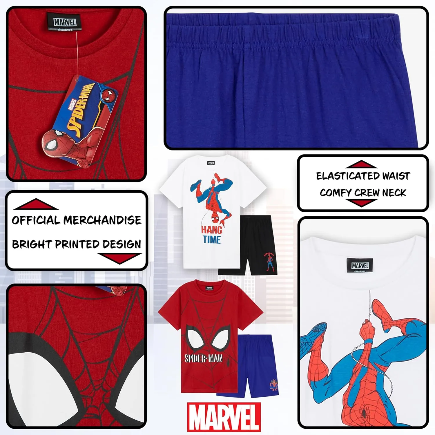 Marvel Boys Short Pajamas Set, Breathable Loungewear Pack of 2 - Boys Gifts
