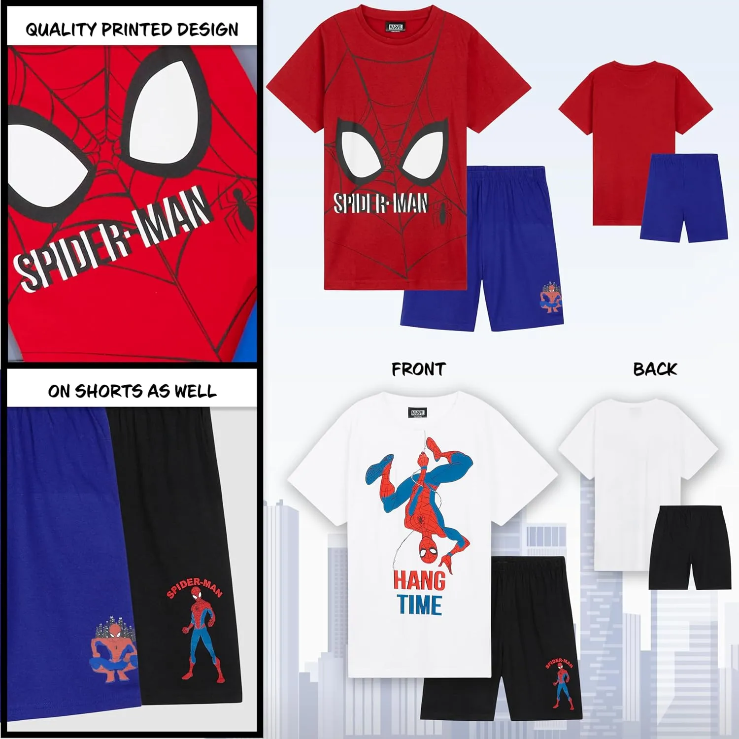 Marvel Boys Short Pajamas Set, Breathable Loungewear Pack of 2 - Boys Gifts