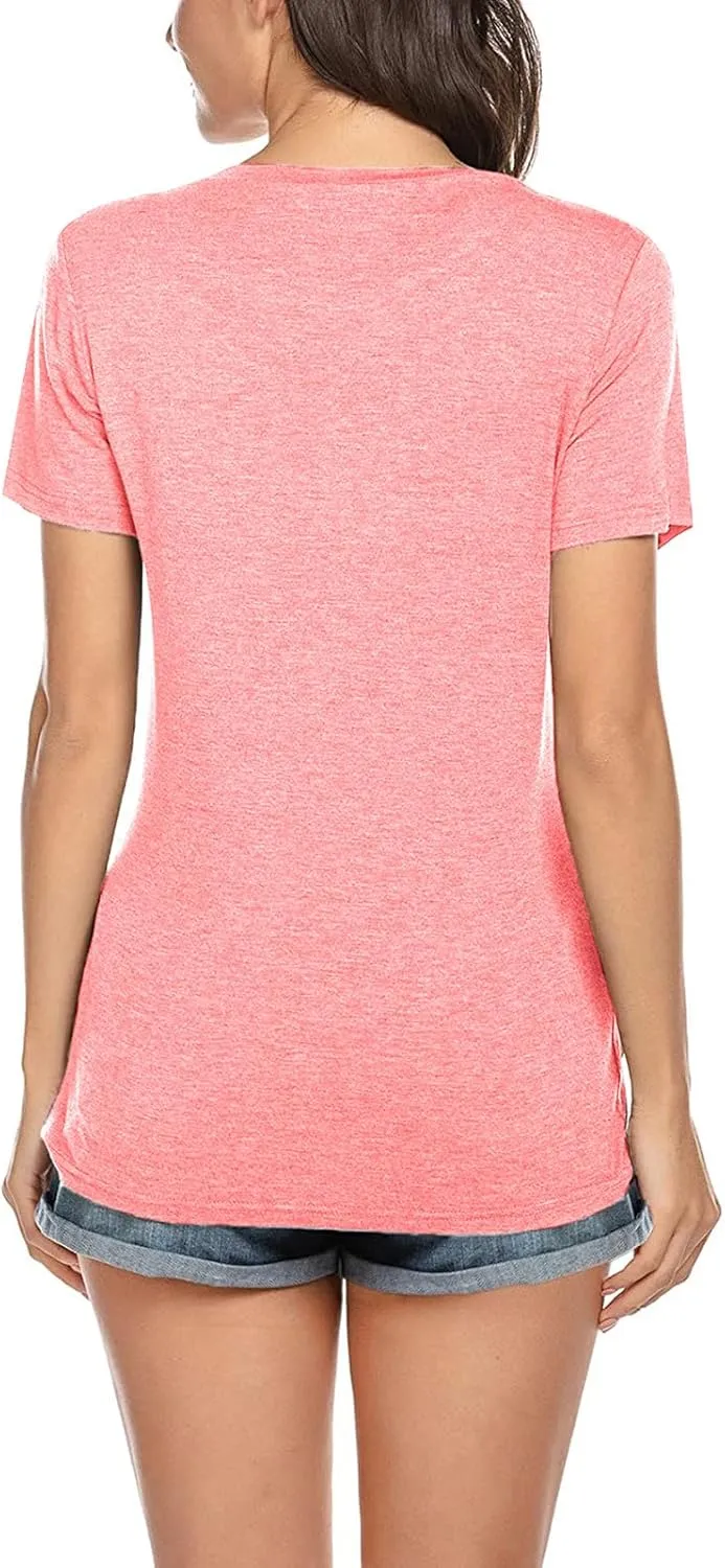 Maternity Nursing Shirts Women Breastfeeding Tops Short Sleeve Comfort Pregnancy Clothes Lounge Cotton Tee Top