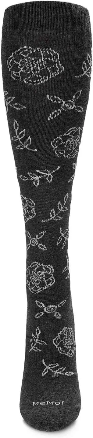 MeMoi Women's Floral Cotton Blend 15-20mmHg Graduated Compression Knee Sock