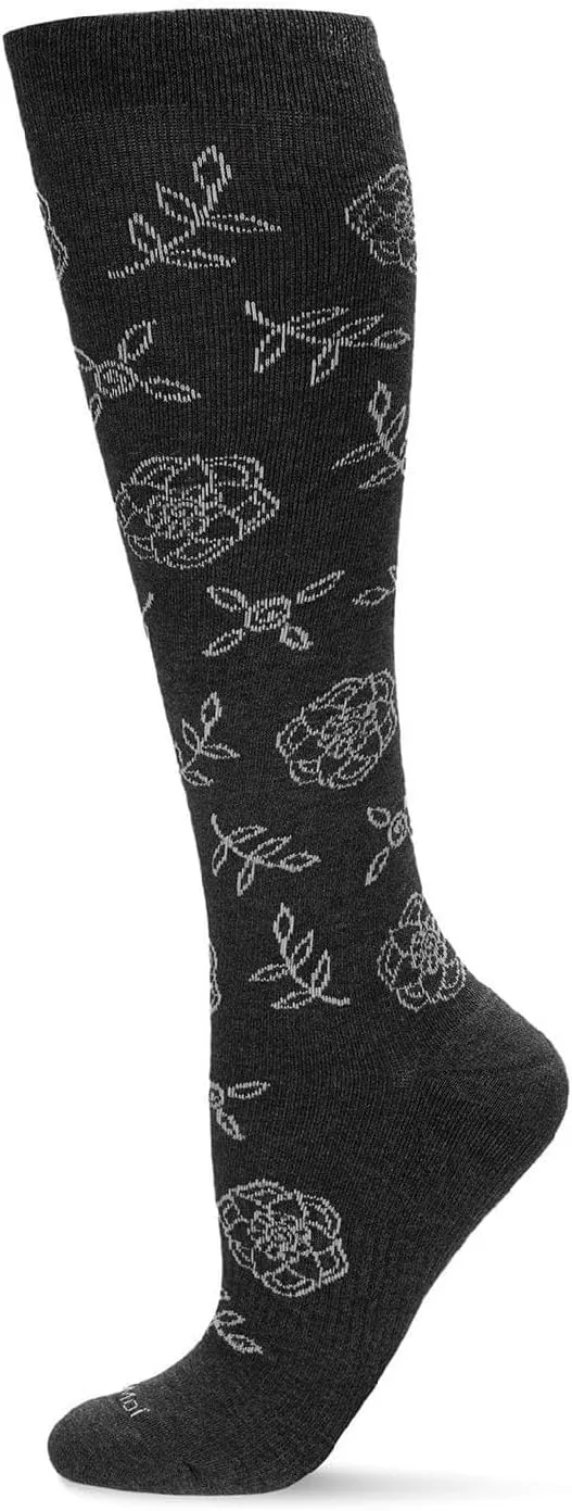 MeMoi Women's Floral Cotton Blend 15-20mmHg Graduated Compression Knee Sock