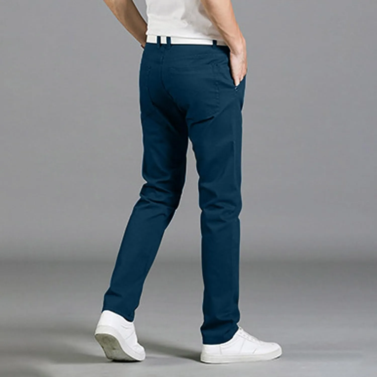 Mens 2023 Fashion Jeans Pants Slim Fit Trendy Stretch Straight Leg Casual Pants Solid Outdoor Dailywear with Pocket